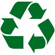 Symbole de recyclage en vert avec trois flèches formant un triangle.
